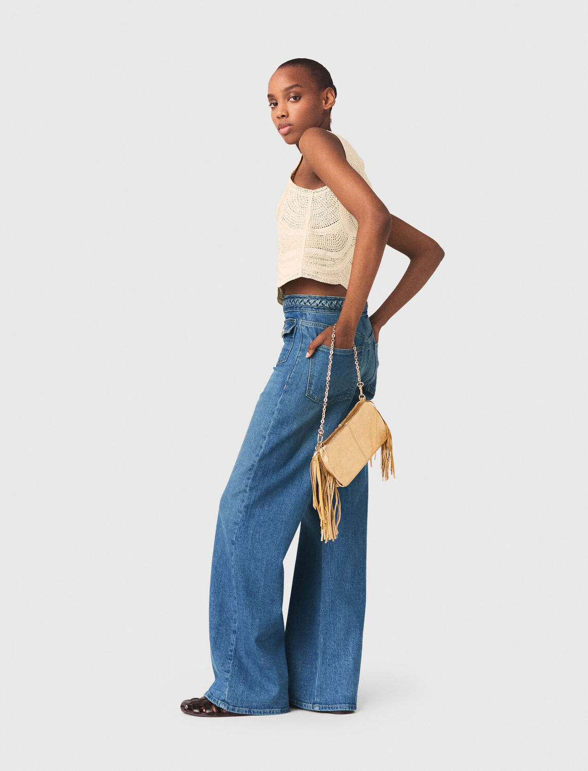 Sleeveless crochet-knit top - Tops - MAJE