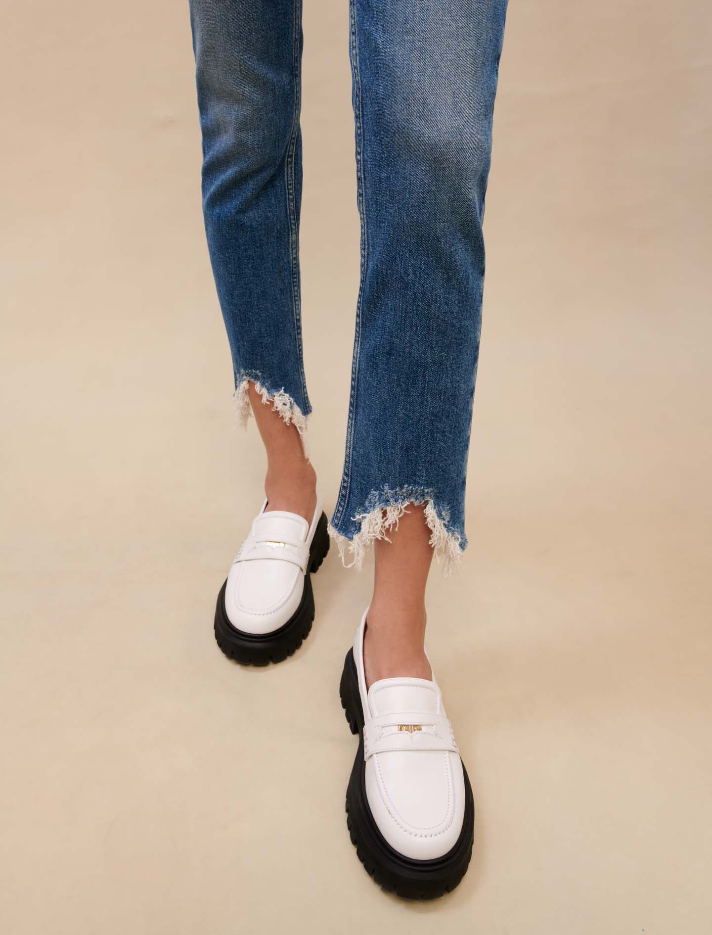 Leather platform cheap loafers