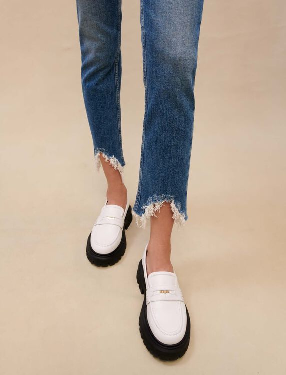 Leather platform loafers - Sling-Back & Sandals - MAJE