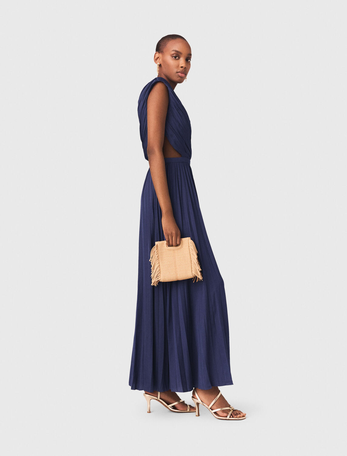 Asymmetrical pleated maxi dress - Dresses - MAJE