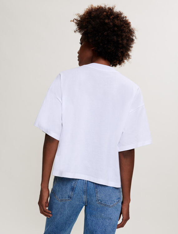 Silkscreen printed jewelled T-shirt - View All - MAJE