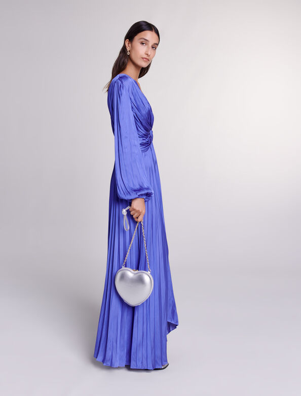Satin-effect draped maxi dress : Dresses color Purple
