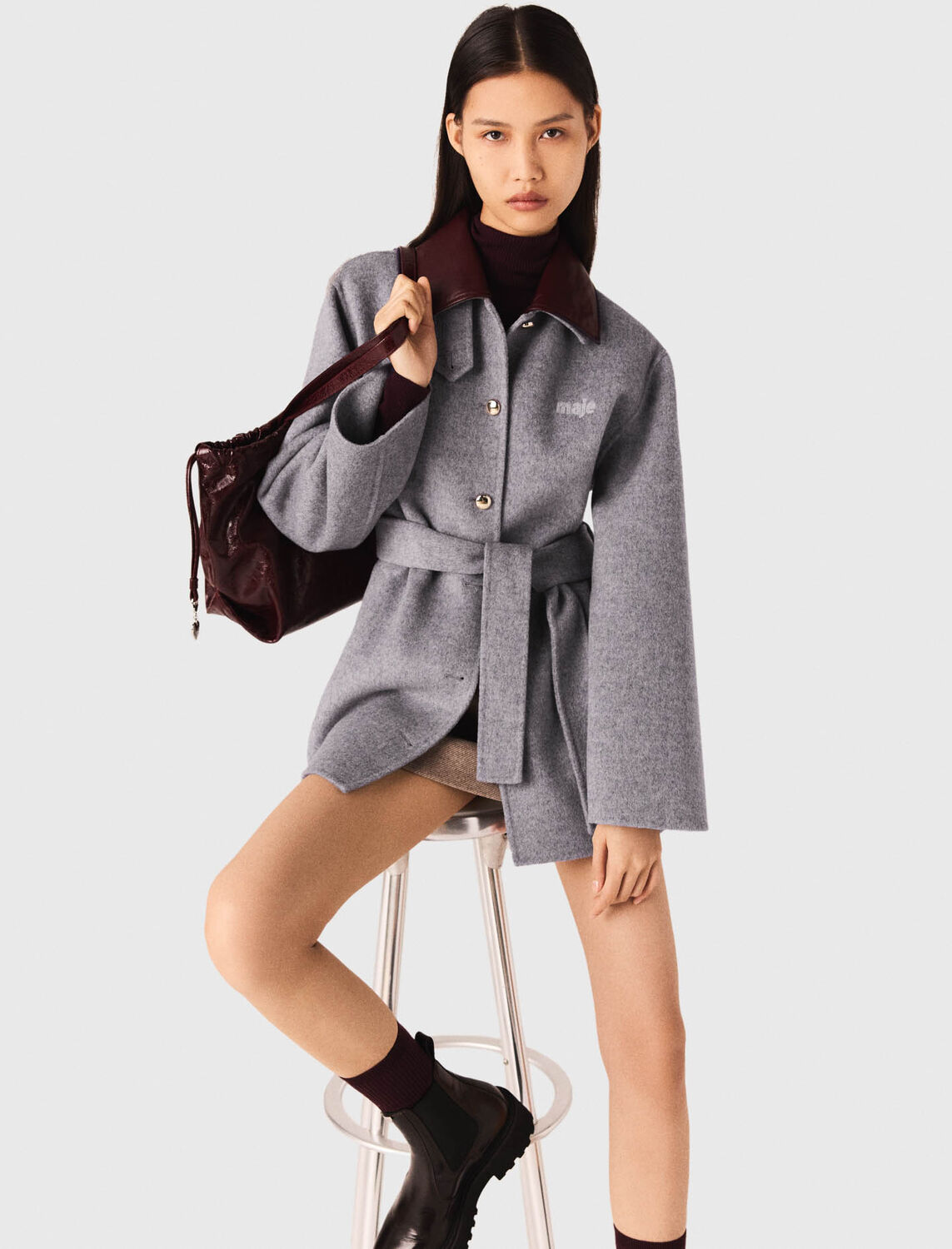 Wool coat : Coats color Light Grey