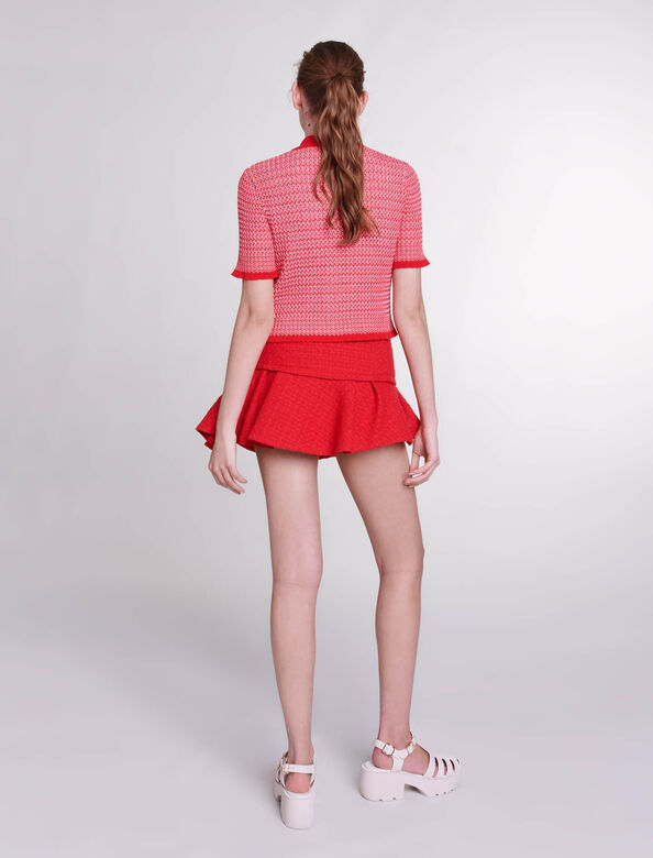 Asymmetrical tweed miniskirt : Skirts & Shorts color Red