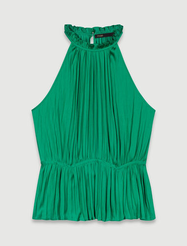 Pleated satin top : Tops color Green