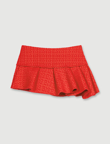 Asymmetrical tweed miniskirt : Skirts & Shorts color Red