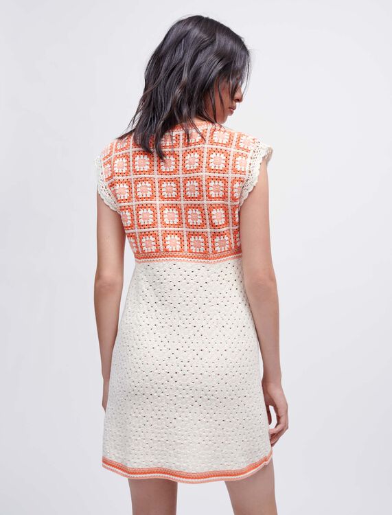 Two-colour crochet dress - Dresses - MAJE