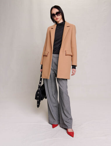 Structured mid-length coat : Coats color Camel