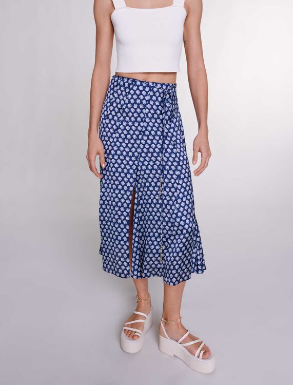 Mid-length satin-effect skirt - Skirts & Shorts - MAJE