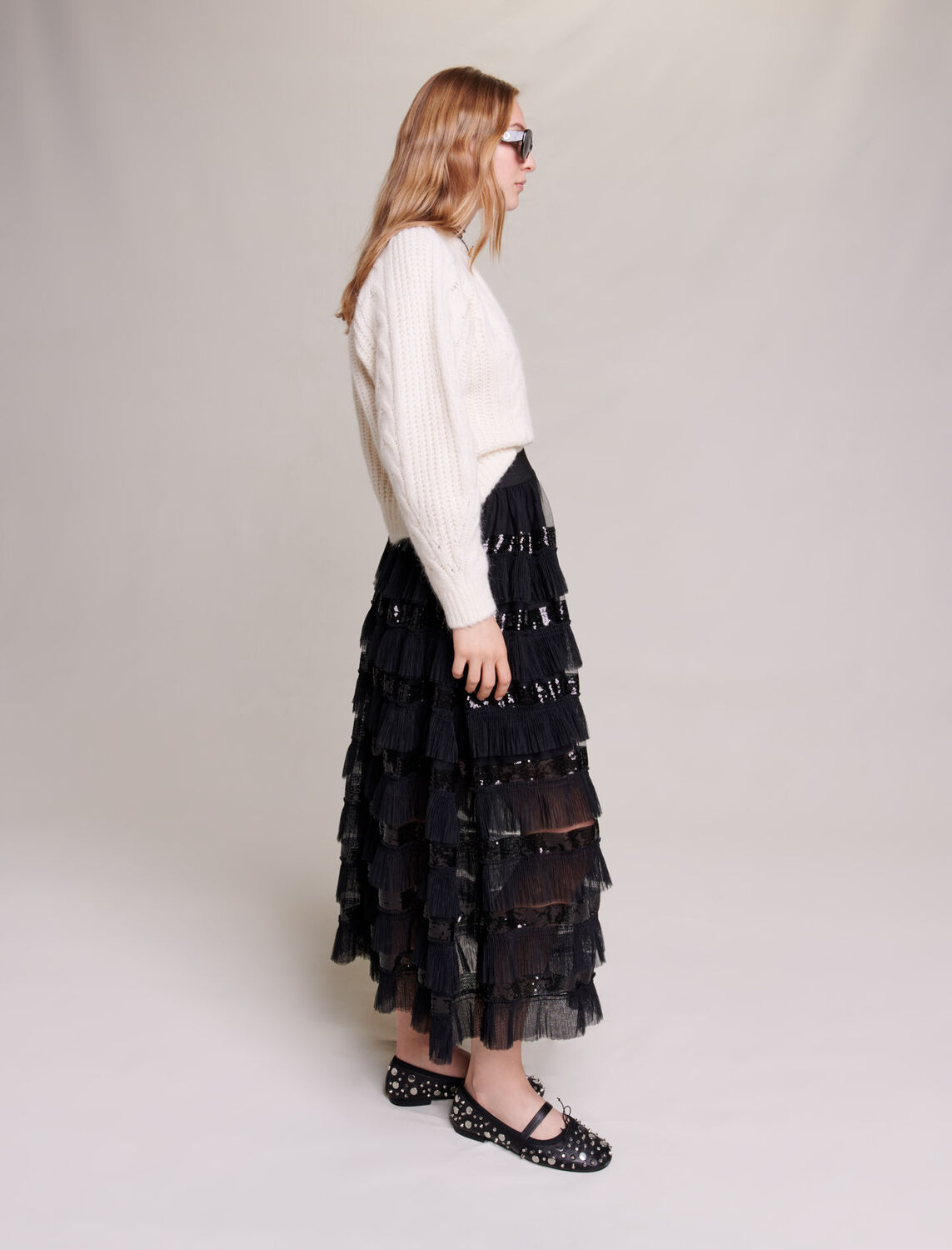 Ruffled maxi skirt - Bottoms - MAJE