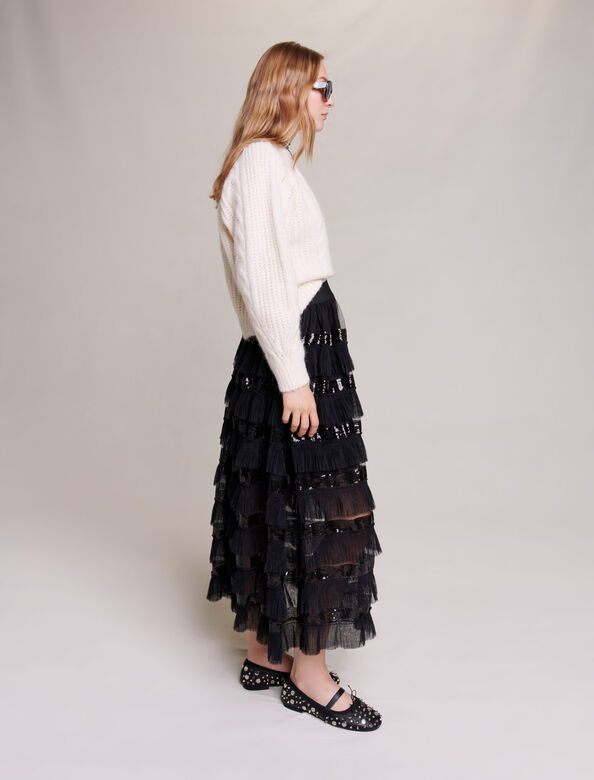 Ruffled maxi skirt : Skirts & Shorts color Black