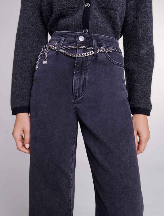 Black belted baggy jeans -  - MAJE