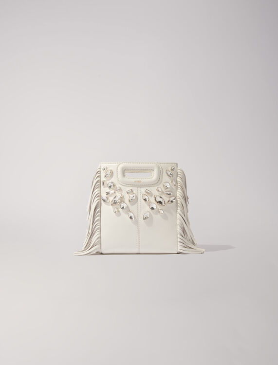 M mini leather bag with diamantés : View All color White