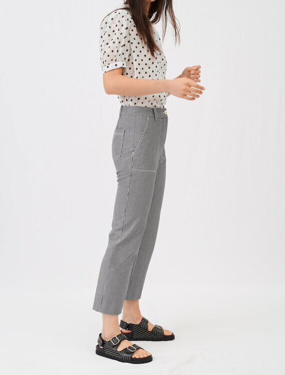 Topstitched Oshkosh stripe trousers - Trousers & Jeans - MAJE