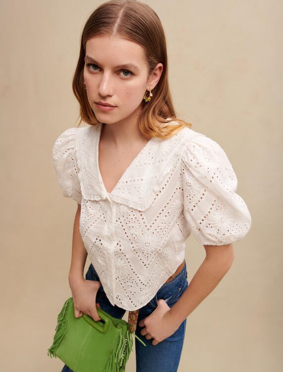 Embroidered cropped shirt - Tops - MAJE