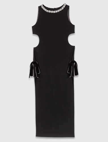 Jewel-collar maxi dress : Dresses color Black