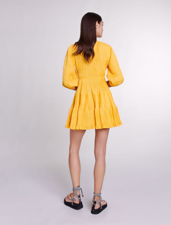 Ruched short dress : Dresses color Yellow