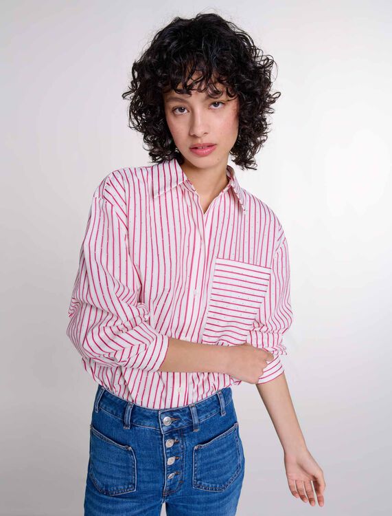 Striped rhinestone shirt - Fall-Winter Collection - MAJE