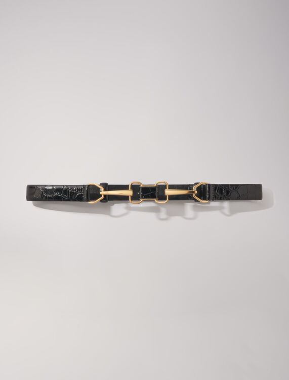 Leather belt with horse bit buckle : Other accessories color Black