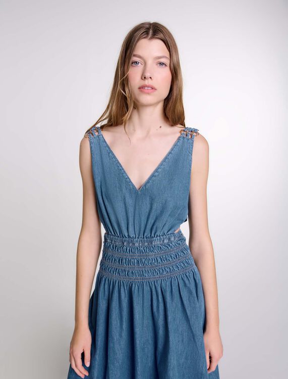 Cutaway denim maxi dress - Fall-Winter Collection - MAJE