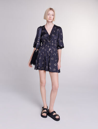 Short sequin-embroidered dress : Dresses color Black
