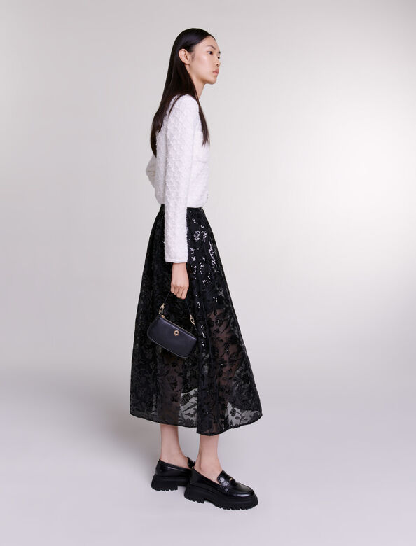Sequin maxi skirt : View All color Black