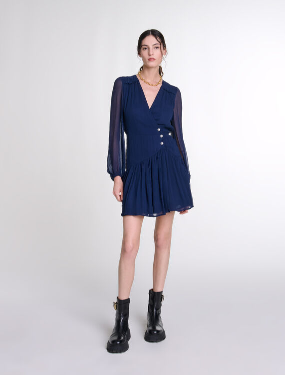 Short ruffled dress : Dresses color Navy