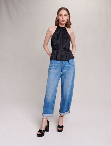 Pleated satin top : Tops color Black