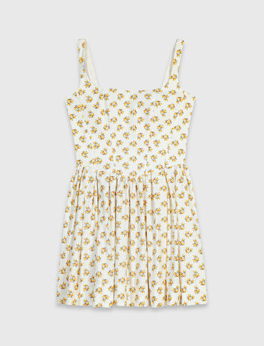 Short flared patterned dress : Dresses color Yellow Small Flowers Print