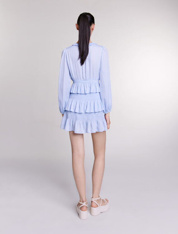 Blue ruffled dress -  - MAJE