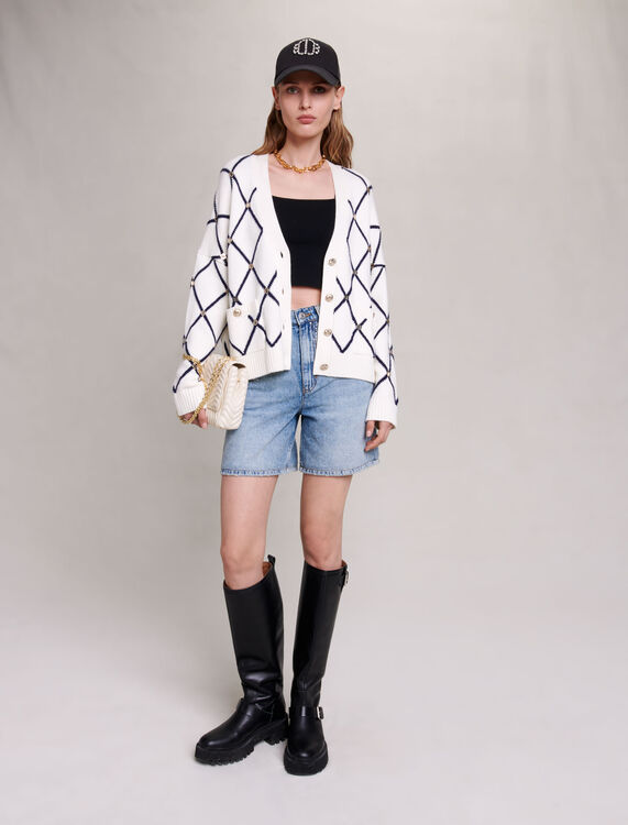 Diamond pattern knitted cardigan - Sweaters & Cardigans - MAJE
