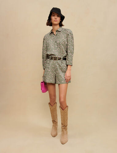 Rosebud-print shirt : Shirts color roses button