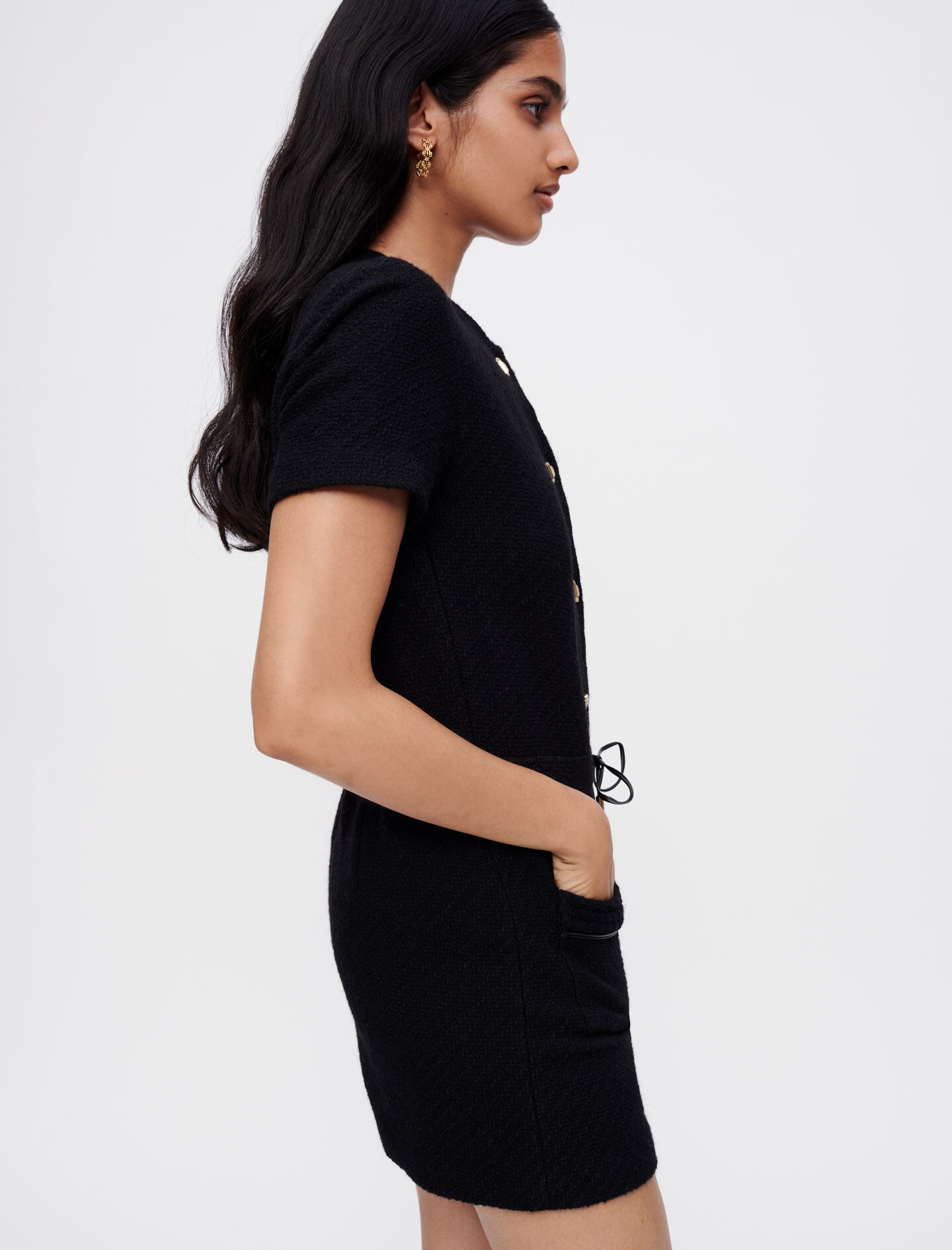 Black tweed playsuit sales