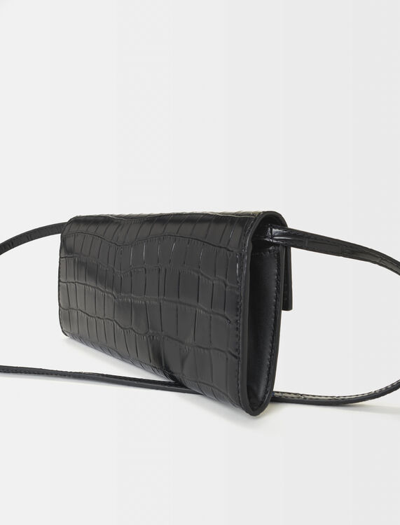 Croc-effect embossed leather bag - Shoulder bags - MAJE