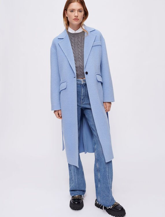 Blue wrap coat - Coats & Jackets - MAJE