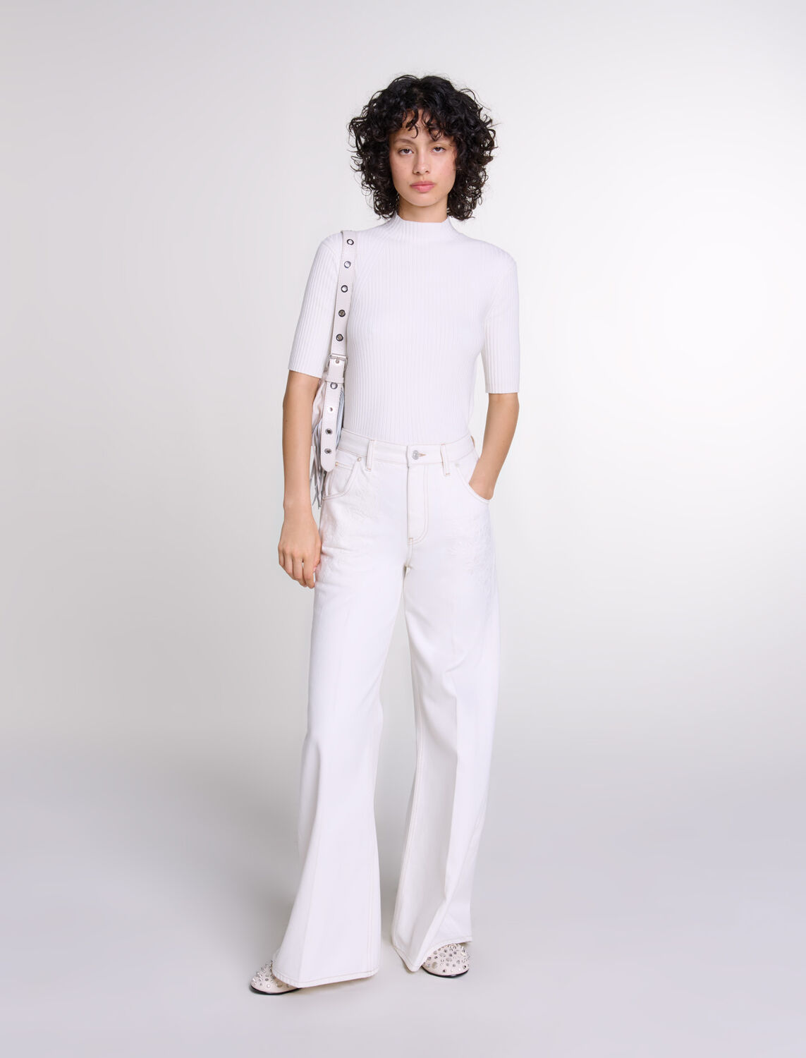 Embroidered high-waisted jeans - Qixi Collection - MAJE