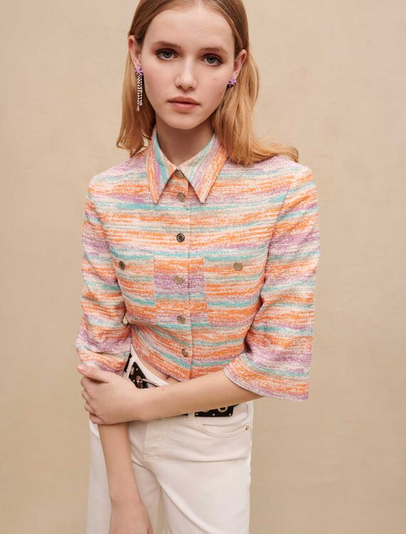 Cropped shiny tweed jacket - Blazers - MAJE
