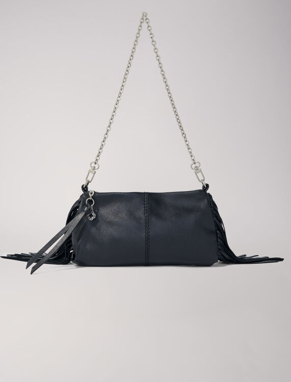 Miss M plain leather clutch bag : Shoulder bags color Black