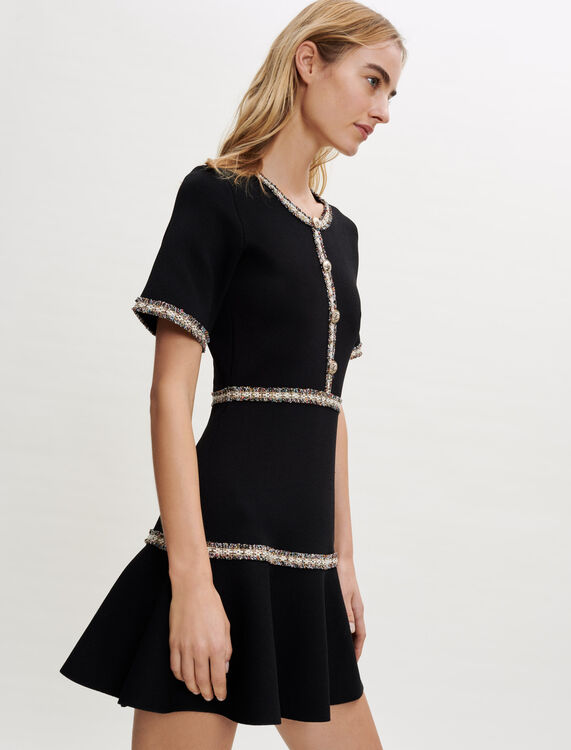 Knit dress with contrasting trim - Dresses - MAJE