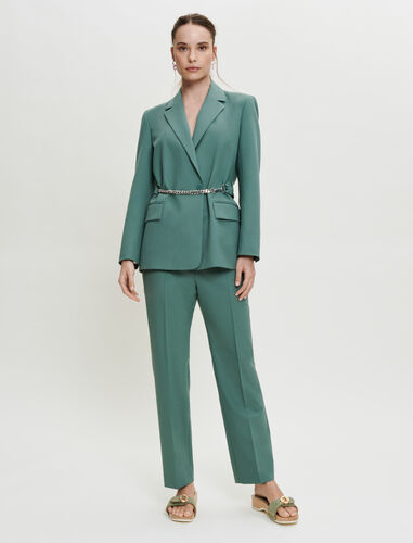 Tailored jacket with chain belt : Coats & Jackets color Green