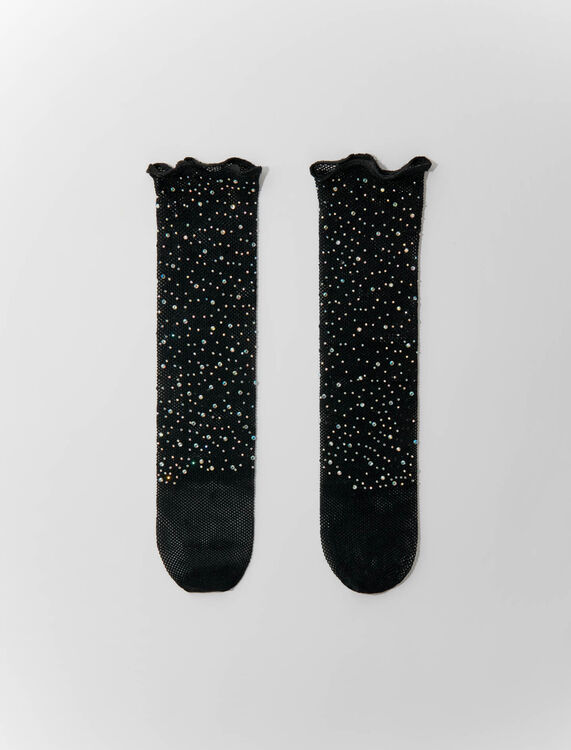 Rhinestone mesh socks -  - MAJE