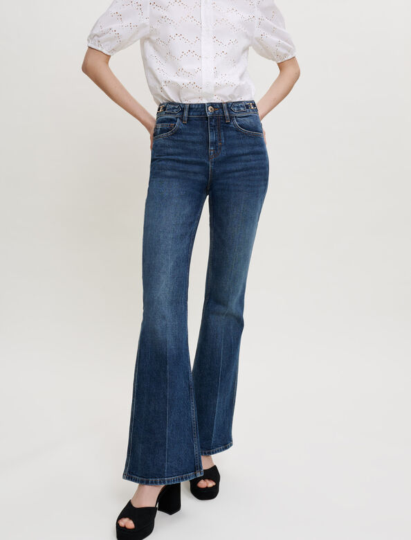 Flared jeans with horsebit detail : Trousers & Jeans color 
