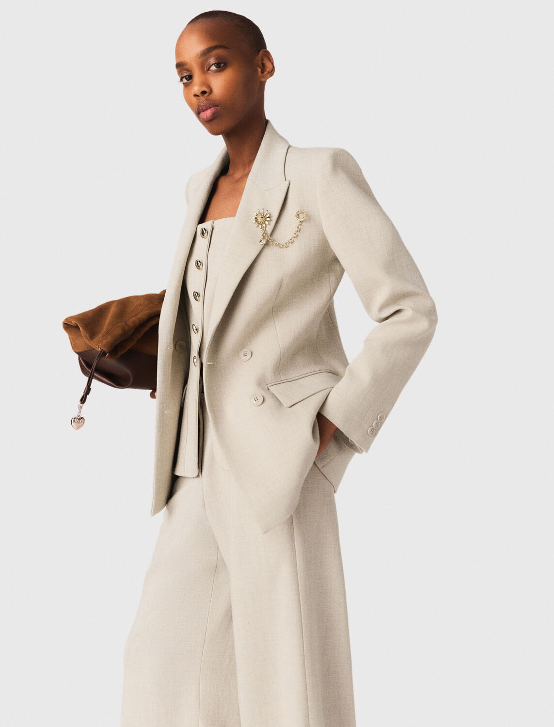 Suit jacket with brooch - Blazers & Jackets - MAJE
