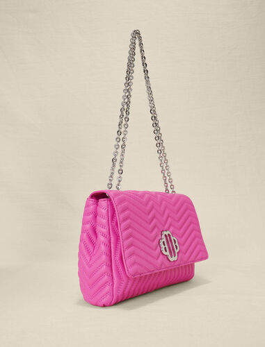 Leather bag with chain strap : Shoulder bags color Fluo Pink