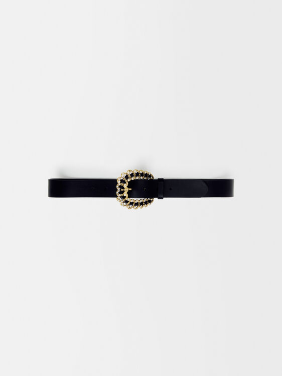Black leather belt - Belts - MAJE