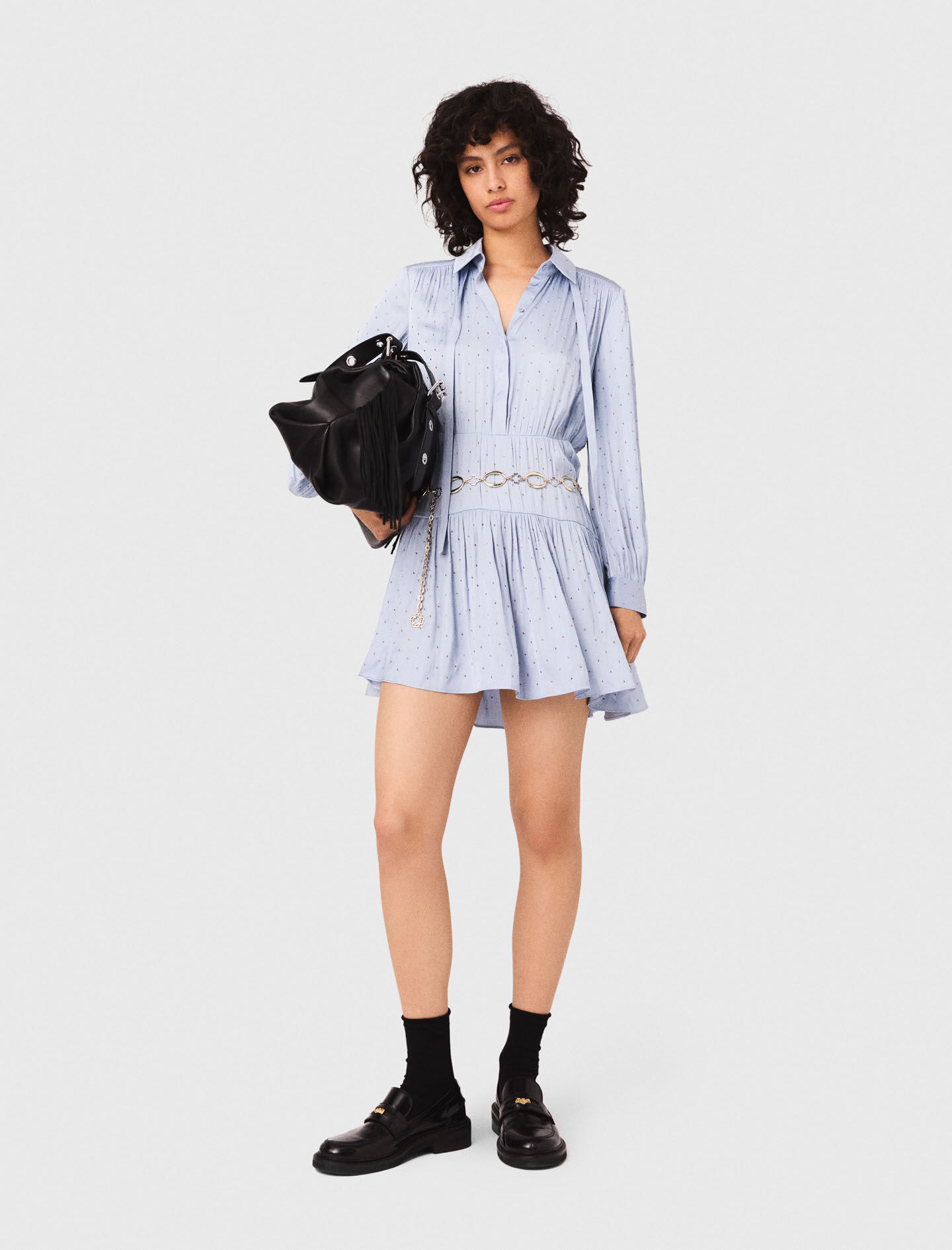 majeページ 125RIBRILTA Studded flowing shirt dress - Dresses - Maje.com