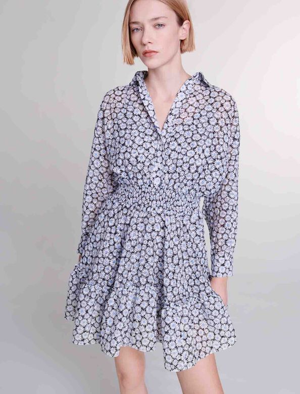 Short floral dress : Dresses color Print blue daisy