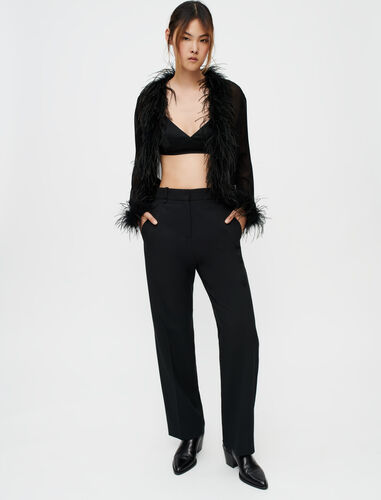 Wide-leg black suit trousers : Trousers & Jeans color Black