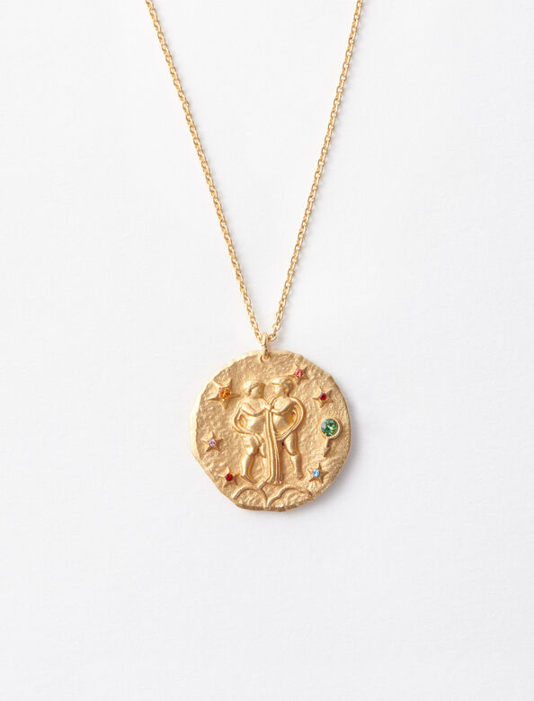 Gemini zodiac sign necklace : Jewelry color Gold