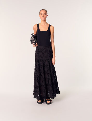 Long embroidered skirt : Skirts & Shorts color Black